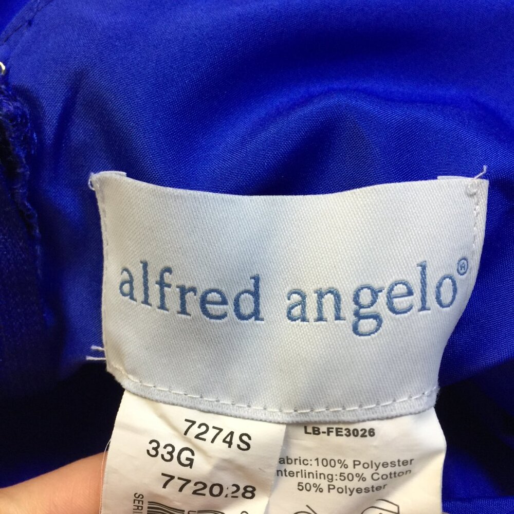 Alfred Angelo Mini Cocktail Dress Size 2 Womans Blue Satin One Shoulder Pleated - Picture 8 of 14